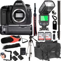 Canon EOS 5D Mark IV Body Only + 128GB Memory + Canon Deluxe Camera Bag + Pro Battery Bundle + Power Grip + Microphone + TTL Speed Light (20pc Bundle)