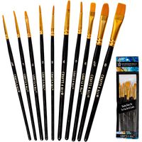Crafts 4 ALL Paint Brushes Set 10 Pieces Professional Fine Tip Paint Brush Set Round Pointed Tip Nylon Hair Artist Acrylic Paints Brush for Watercolor Oil Painting (10)