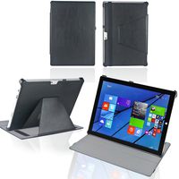 Navitech Microsoft Surface Pro 3 Black Genuine Leather Case/Cover with Multi Stand & Stylus