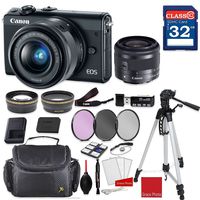Canon EOS M100 Mirrorless Digital Camera (Black) with Canon EF-M 15-45mm f/3.5-6.3 is STM Lens (Graphite) + Professional Accessory Bundle