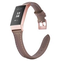 Wearlizer Compatible with Fitbit Charge 3 Bands for Women Slim Leather Replacement Fit Charge hr 3 Special Edition Rose Gold Band Accessories Strap