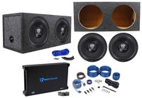 (2) Rockville W12K6D2 V2 12" 4800w Subwoofers+Sealed Box+Mono Amplifier+Amp Kit