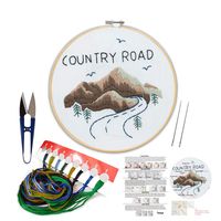 Embroidery Kit Including Embroidery Hoop,Color Threads and Embroidery Scissors for Beginners-Handmade Needlepoint Kits for Adults Kids（Mountain）