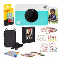 KODAK PRINTOMATIC Digital Instant Print Camera (Blue) with 2ʺx3ʺ Premium Zink Photo Paper (20 Sheets), Soft Camera case, Zink Paper Unique Colorful Stickers & Photo Album Accessories