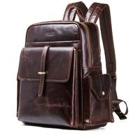 Contacts Genuine Leather Men 13" Laptop Computer Backpack Travel Handbag School Backpacks Bag