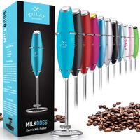 Zulay Milk Frother Handheld Foam Maker for Lattes - Great Electric Whisk Drink Mixer for Bulletproof® Coffee, Mini Blender and Foamer Perfect for Cappuccino, Frappe, Matcha, Hot Chocolate by Milk Boss - Teal