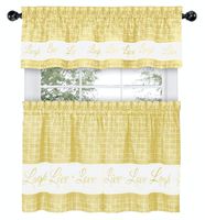 GoodGram Country Gingham Check Live~Laugh~Love 3 Pc. Café Plaid Kitchen Curtain Set - Assorted Colors & Sizes (Yellow, 36 in. L)