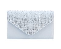 Nodykka Women Evening Envelope Handbag Party Bridal Clutch Purse Shoulder Cross Body Bag (light blue)
