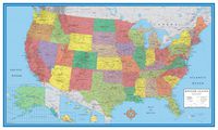 24x36 United States, USA Classic Elite Wall Map Mural Poster (Paper Rolled)