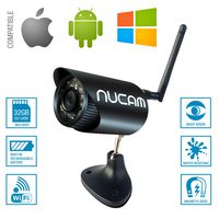 720p 32GB Portable Magnetic Base Battery Powered Wireless RV/Trailer/Truck Backup Camera NuCam WR Water Resistant Surveillance Camera w. Memory Card Recording, Night Vision & 3000mAh Battery