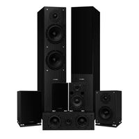 Fluance Elite Series Surround Sound Home Theater 7.0 Channel Speaker System Including Three-Way Floorstanding, Center Channel, Surround & Rear Surround Speakers - Black Ash (SX70BR)