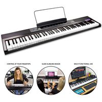 RockJam 88-Key Beginner Digital Piano with Full-Size Semi-Weighted Keys, Power Supply, Simply Piano App Content & Key Note Stickers, Black