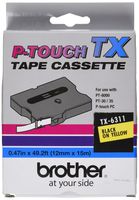 Brother TX6311 1/2in Black On Yellow for Pt-30/35/8000/pc