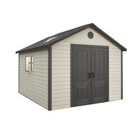 Lifetime 6433 Outdoor Storage Shed with Windows, 11 x 11 Ft, Putty/Brown