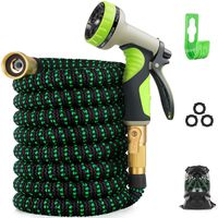 Zalotte Expandable Garden Hose with 9 Function Nozzle, Leakproof Lightweight Expanding Garden Water Hose with Solid Brass Fittings, Extra Strength 3750D Durable Gardening Flexible Hose Pipe(25ft)
