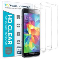 Tech Armor High Definition HD-Clear Film Screen Protectors (Not Glass) for Samsung Galaxy S5 [3-Pack]