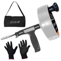 Drainx Pro 50-FT Heavy Duty Steel Drum Drain Auger Plumbing Snake with Work Gloves and Storage Bag