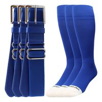 MadSportsStuff Pro Line Baseball Socks and Belt Combo (Royal 3 Pack, Large)