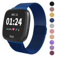 Limque Magnetic Bands Compatible with Fitbit Versa/Versa 2/Versa Lite/SE, Women Men Metal Adjustable Replacement Wristband for Fitbit Versa Smart Watch Multi-Color (Blue, Large)