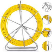 Happybuy 6mm656ft Duct Rodder Fish Continuous Fiberglass Tape Wire Cable Running with Cage and Wheel Stand, 6MM 656FT
