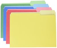 Pendaflex CutLess/WaterShed File Folders, Letter Size, Assorted Colors, 1/3 Cut, 100/BX (48434)