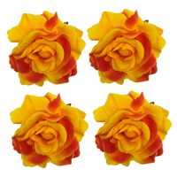 Sanrich 4pcs/pack Fabric Rose Hair Flowers Clips Mexican Hair Flowers Hairpin Brooch Hair Accessory Wedding Party Headpieces(orange red)