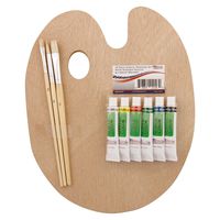 US Art Supply® Wood Palette with 6-Piece Acrylic Paint Set & 3-Piece Brush Set