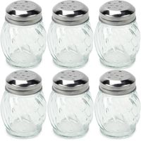 Set of 6 Spice & Cheese Shakers - 5 oz. Glass Server with Metal Lid for Parmesan and Mozzarella by Back of House Ltd.