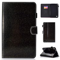 Amazon Fire 7 Glitter Case, CASE4YOU PU Leather Flip Wallet Cover Book Style Shell Kickstand Holder Shockproof Bumper Holster for All-New Amazon Kindle Fire 7 (7 Inch, 2015 Version only) Black