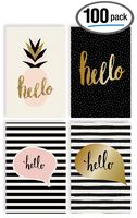 Hello Greeting Cards, All Occasion Cards, 100-Pack, 4 x 6 inch, 4 Elegant Cover Designs, Blank Inside, by Better Office Products, Thinking of You Cards, Hello Note Cards, with Envelopes, 100 Pack