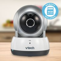 VTech VC9311-112 Wi-Fi IP Camera with 720p HD, Remote Pan & Tilt, Free Live Streaming, Automatic Infrared Night Vision & 16 GB SD Card, Silver/White