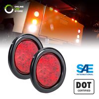 2pc 4" Red Round LED Trailer Tail Light Kit [DOT FMVSS 108] [SAE S2TSI6P2] [Grommet & Plug Included] [IP67 Waterproof] [Stop Turn Tail] Trailer Brake Lights for Boat Trailer RV Trucks