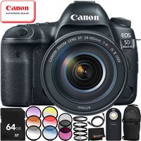 Canon EOS 5D Mark IV DSLR Camera with EF 24-105mm f/4L IS II USM Lens - 9PC Accessory Bundle Includes - Professional Sling Backpack + 64GB SD Memory Card + HDMI Cable + MORE