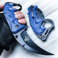 Snake Eye Tactical Everyday Carry Karambit Style Ultra Smooth One Hand Opening Folding Pocket Knife - Ideal for Recreational Work Hiking Camping (Blue)