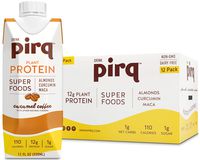 Pirq, Vegan Protein Shake, Turmeric Curcumin, Maca, Plant-Based Protein Drink, Gluten-Free, Dairy-Free, Soy-Free, Non-GMO, Vegetarian, Kosher, Keto, Low Carb, Low Calorie (Caramel Coffee, 12 Pack)