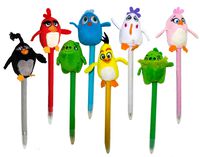 Angry Birds Plush Pen, Medium Ball Point Nib, Black Ink, Set of 8, Assorted Character Designs (07313)