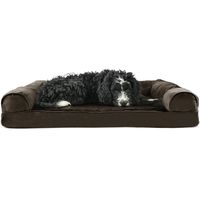 Furhaven Pet Dog Bed | Orthopedic Ultra Plush Faux Fur & Suede Traditional Sofa-Style Living Room Couch Pet Bed w/ Removable Cover for Dogs & Cats, Espresso, Large