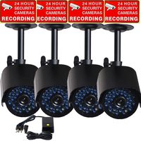 VideoSecu 4 Pack Outdoor IR Night Vision 520TVL Home CCTV Surveillance Security Cameras 36 Infrared LEDs Weatherproof Built-in Mechanical IR-Cut Filter Switch with 1 of 4 Channel Power Supply MHE