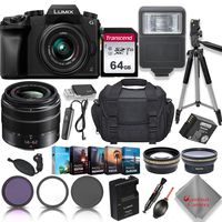Panasonic Lumix DMC-G7 4K Wi-Fi Digital Camera & 14-42mm Lens (Black) + 64GB Transcend Memory Card + 3 Piece Filter Kit + Padded Case + 50 inch Tripod and More... ...