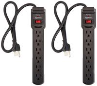 AmazonBasics 6-Outlet Surge Protector Power Strip 2-Pack, 200 Joule (Renewed)