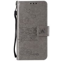 Lomogo Embossed Owl [Huawei Mate 20 Lite] Case Leather Wallet Case with Kickstand Card Holder Shockproof Flip Case Cover for Huawei Mate 20 Lite - LOHHA100559 Grey