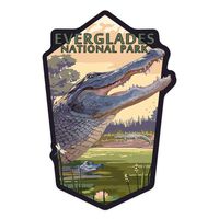 Lantern Press Everglades National Park, Florida - Alligator Scene - Contour 98457 (Vinyl Die-Cut Sticker, Indoor/Outdoor, Large)