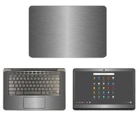 decalrus - Protective Decal for HP ChromeBook 14-CA061DX (14" Screen) Laptop Titanium Texture Brushed Aluminum Skin case Cover wrap BAhpChrmbk14_CA061dxTitanium