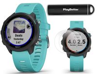 Garmin Forerunner 245 Music (Aqua) Running GPS Watch Power Bundle | +HD Screen Protectors & PlayBetter Portable Charger | Music & Spotify, Advanced Analytics, Heart Rate, PulseOx 2019 010-02120-22