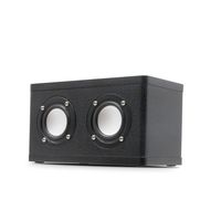 CERRXIAN Portable Wireless Wooden Stereo Speaker Built-in Microphone, TF Card Slot for Smartphone,PC,Computer,Tablet (Black PU Leather)