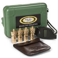 Real 4X4 4 Tire Air Deflators for Offroad Vehicles, Cars, ATVs, Jeep Wranglers and Four Wheelers - Valve Deflator with Pressure Gauge Automatic Deflating Brass Kit for Tubes and Tires (6-30 PSI)