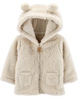 Carter's Zip-Up Sherpa Cardigan Jacket, Oatmeal Sherpa, 24 Months