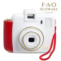 FAO Schwarz 1003434 Instant Camera with Flash and Lighting Modes, Compatible with Instant Mini Film, Instantly Prints Photos, White/ Red, Pack of 1