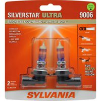 SYLVANIA - 9006 SilverStar Ultra - High Performance Halogen Headlight Bulb, High Beam, Low Beam and Fog Replacement Bulb, Brightest Downroad with Whiter Light, Tri-Band Technology (Contains 2 Bulbs)