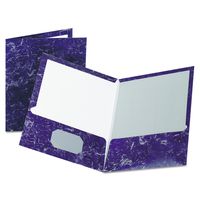 Oxford Marble Design Laminated Two-Pocket Folders, Purple, Letter Size, 25 per Box, (51643)